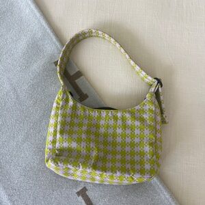 Green and purple houndstooth baggu shoulder bag